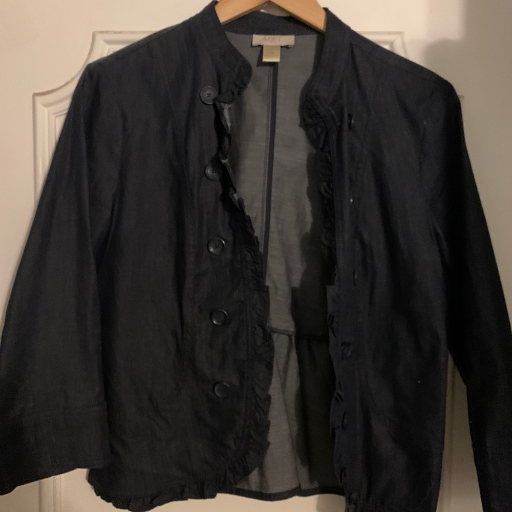 LOFT Outlet chambray ruffle jacket